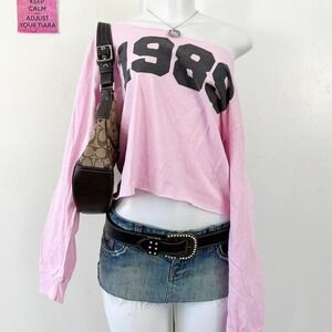 Y2k pink "1989" one shoulder long sleeve